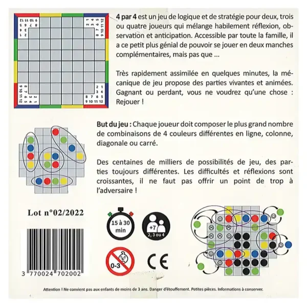 4 par 4 - dos de la boite
