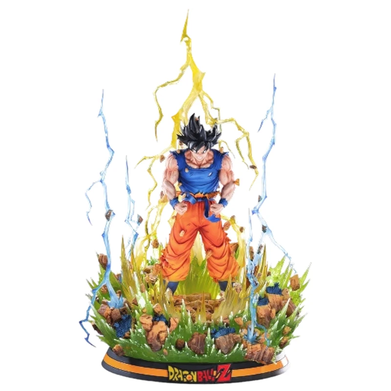 Figurine en résine PVC-Métal de Son Goku lors de sa transformation en Super Saiyan - sous licence officielle