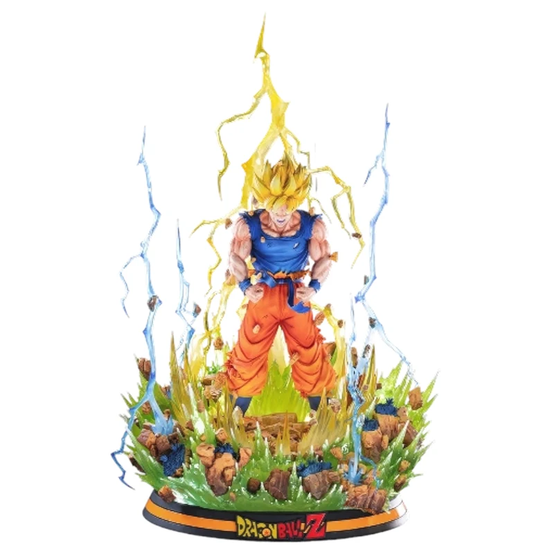 Figurine en résine PVC-Métal de Son Goku lors de sa transformation en Super Saiyan - sous licence officielle