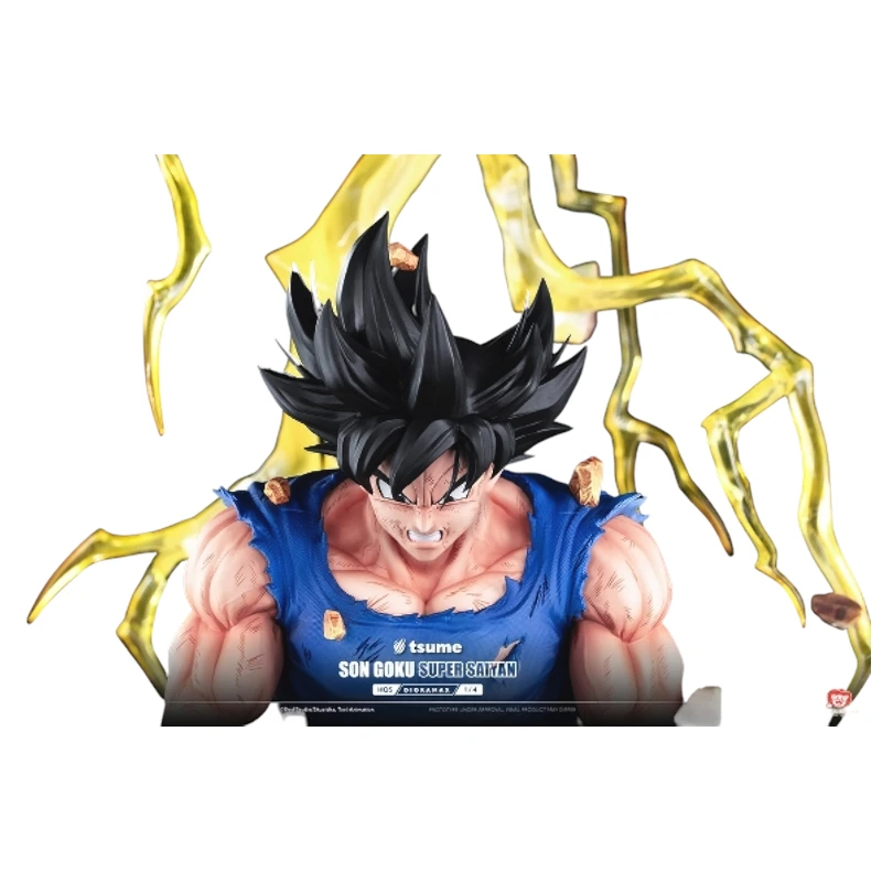 Figurine en résine PVC-Métal de Son Goku lors de sa transformation en Super Saiyan - sous licence officielle