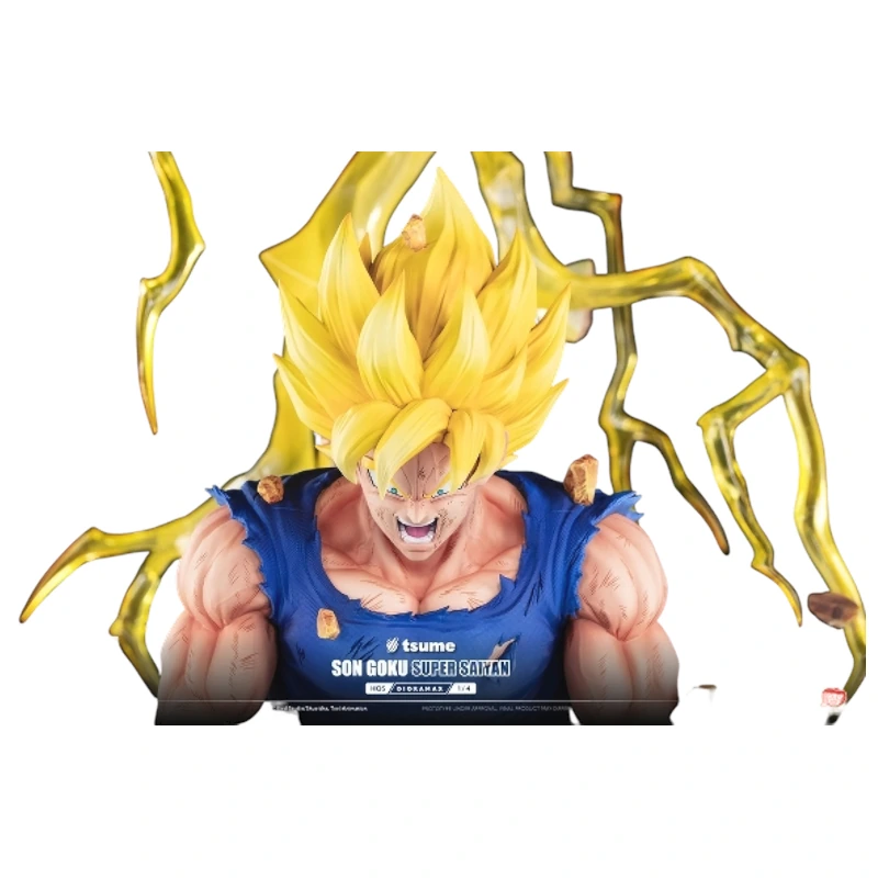 Figurine en résine PVC-Métal de Son Goku lors de sa transformation en Super Saiyan - sous licence officielle
