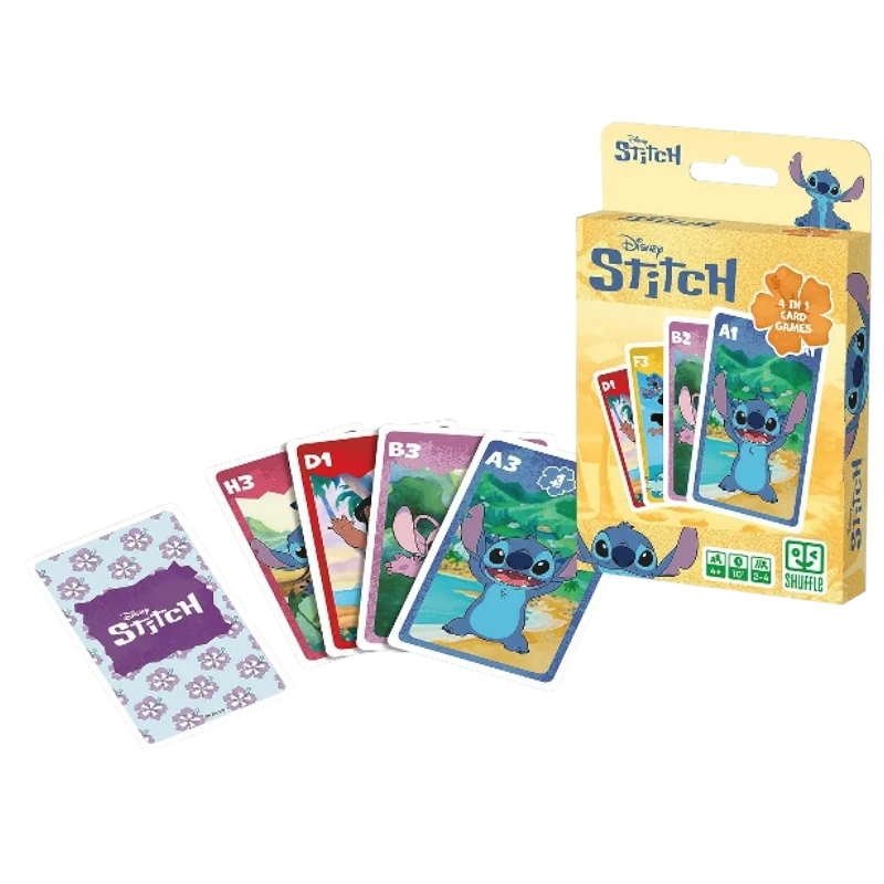 Jeu de famille 4 en 1 Stitch - classique revisité - contenu de la boite